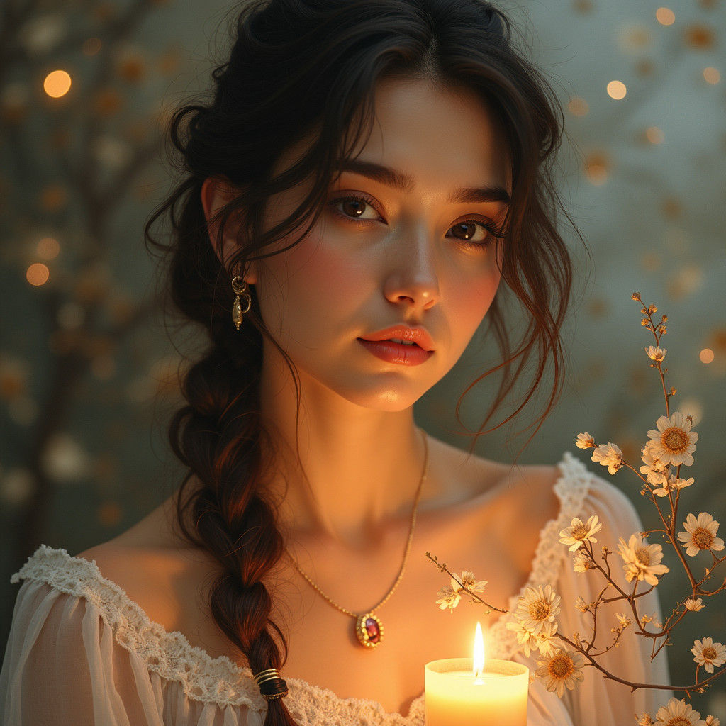 Ethereal Woman's Portrait in Watercolor Style