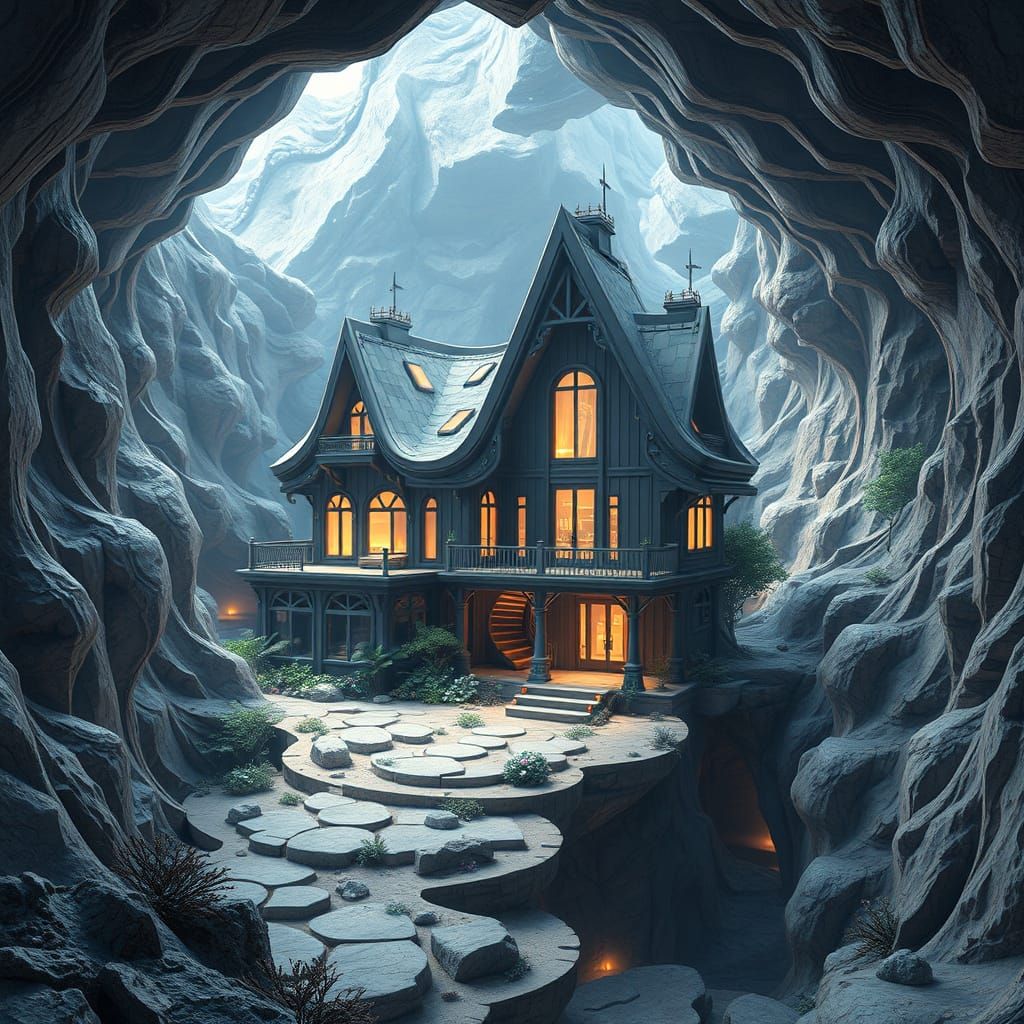 Underground Futuristic Abode in 3D Anime Style