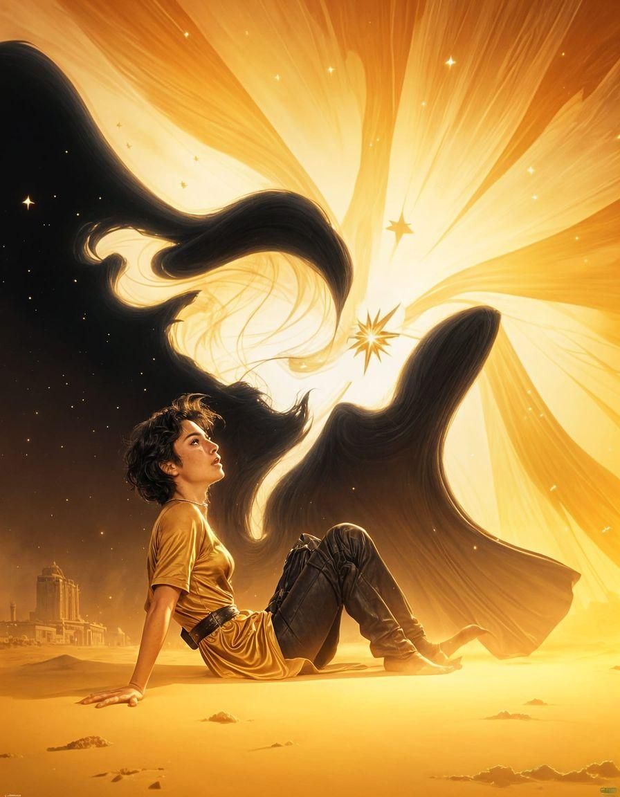 Boy Stargazing at Golden Star Girl, Comic Book Art
