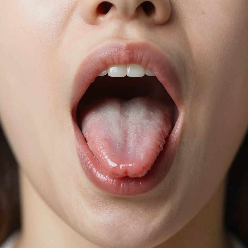 Macro View of Woman's Open Mouth with Uvula and Tongue