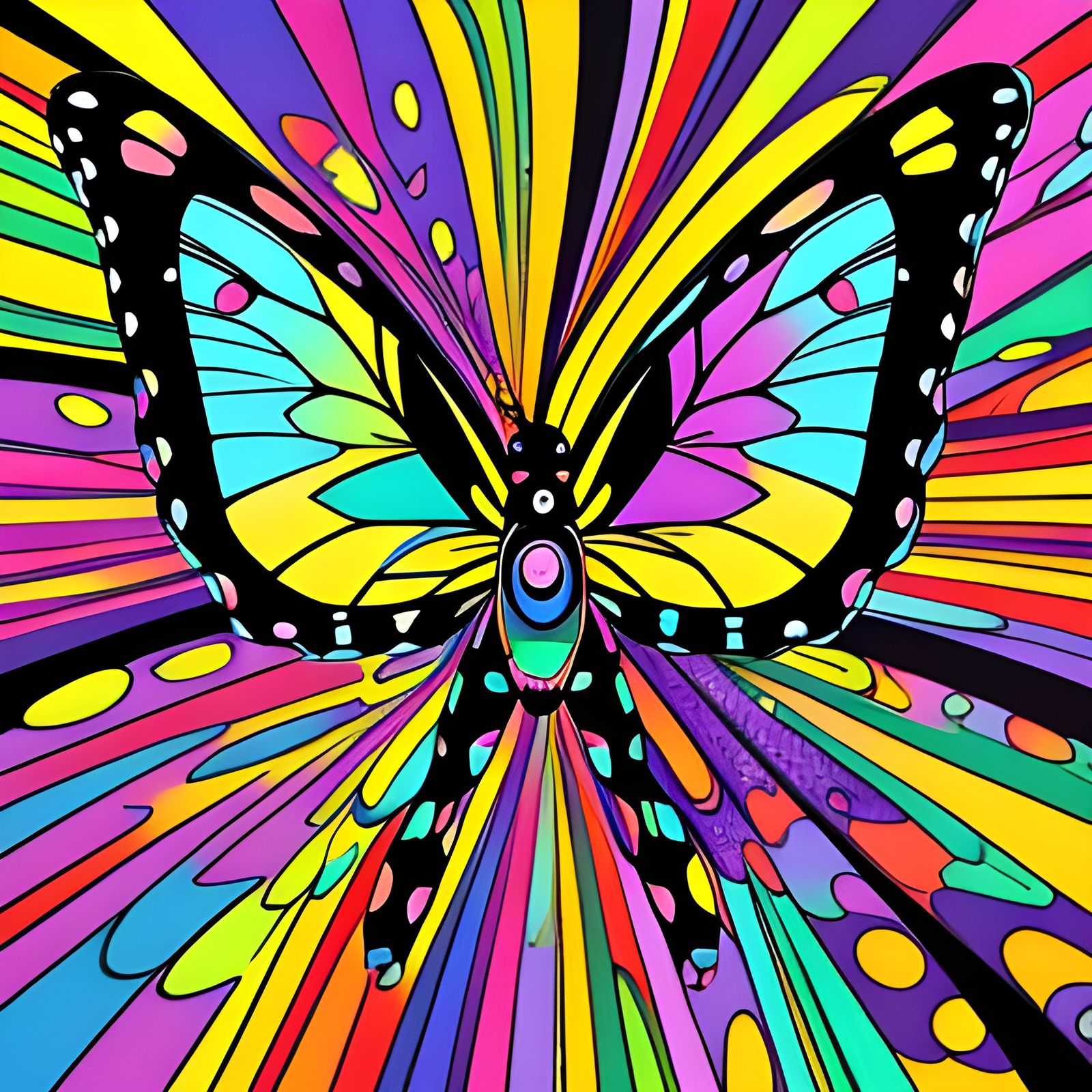 Neo-Pop Art Butterfly for ChromaDepth 3D Glasses