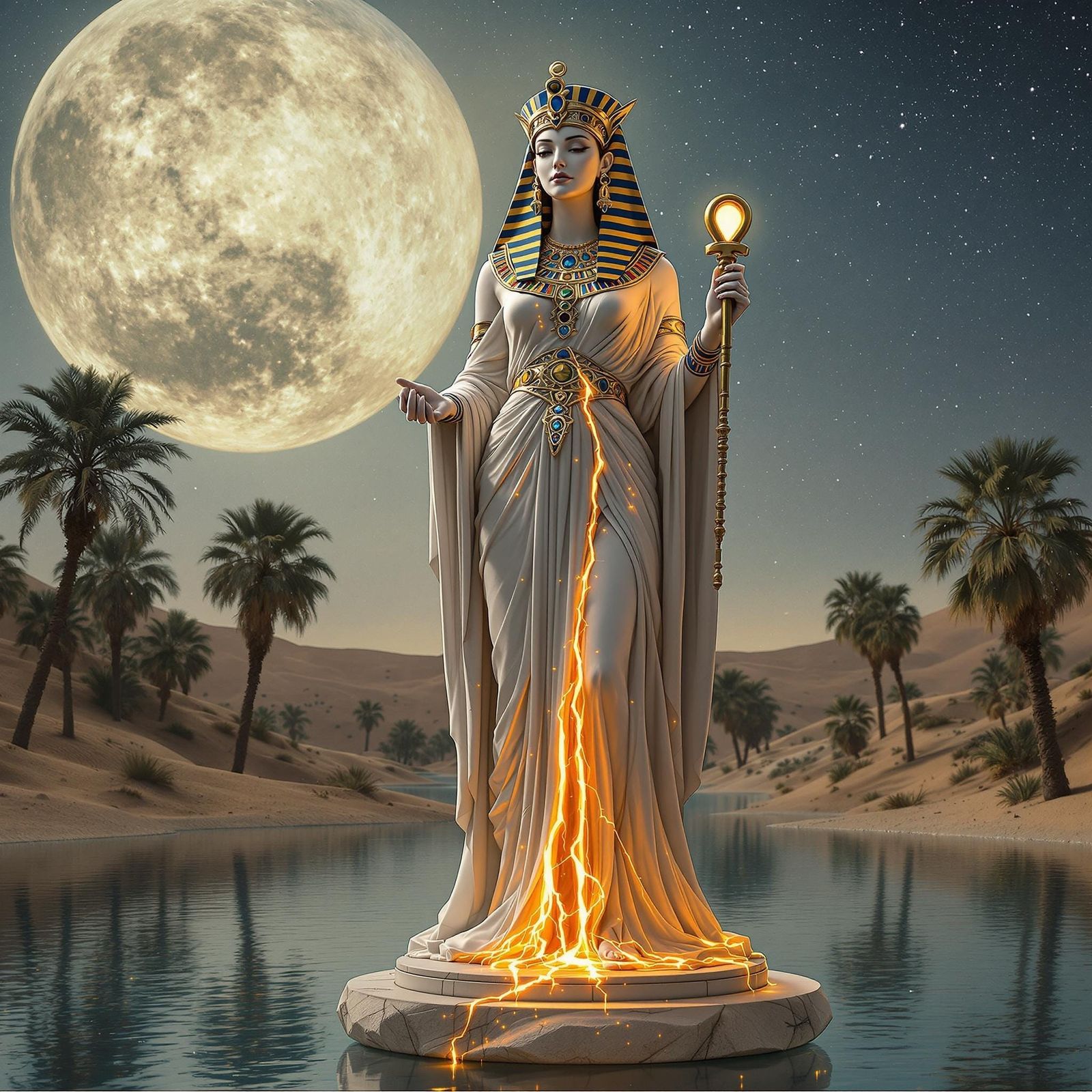 Egyptian Goddess Isis in Stunning White Marble