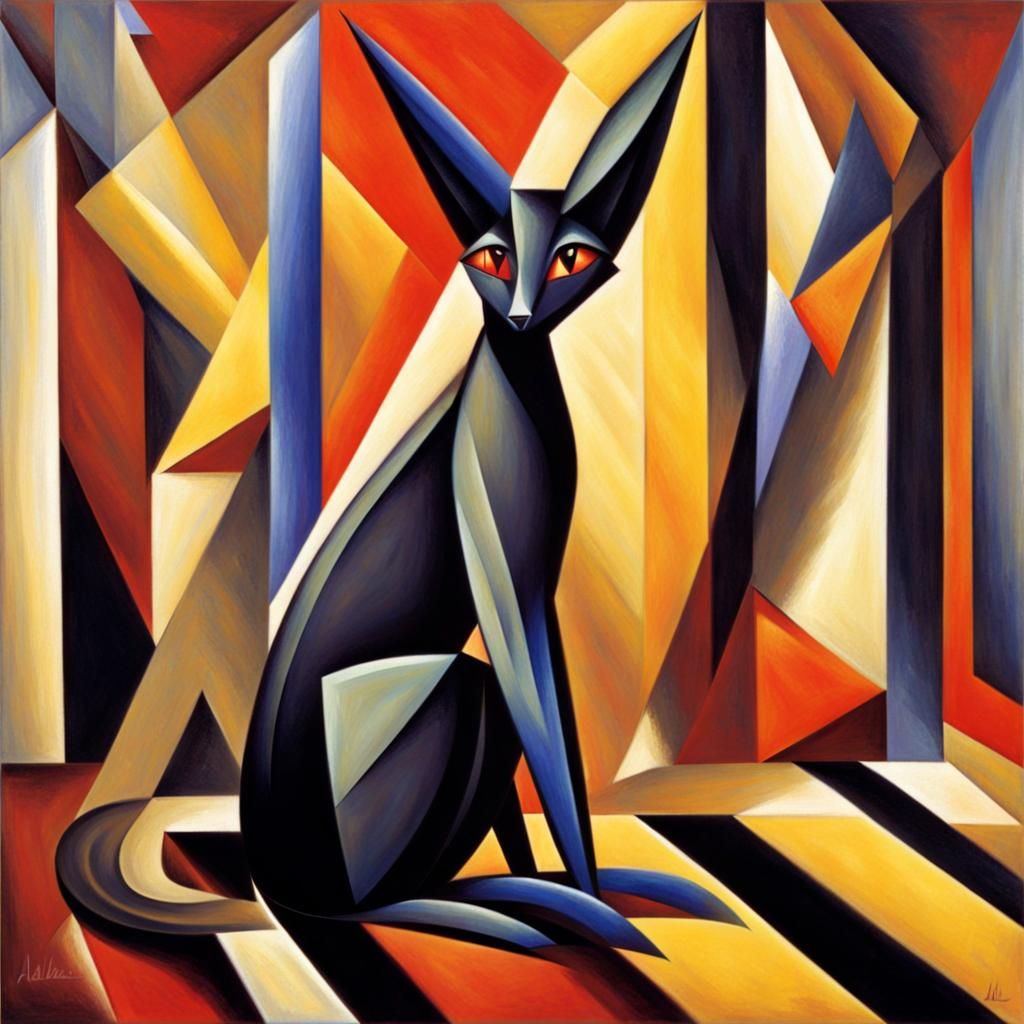 Umbreon in Abstract Cubist Euclidean Style