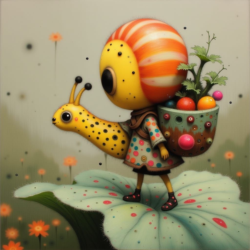 Whimsical Snail-Cheetah in a Fantastical World
