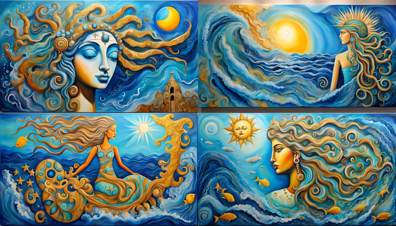 Sea Goddess in Azure Sunshine, Acrylic Painting