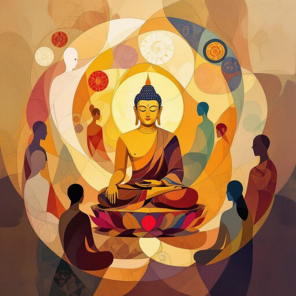 Ubuntu Philosophy Abstract Art with Buddha
