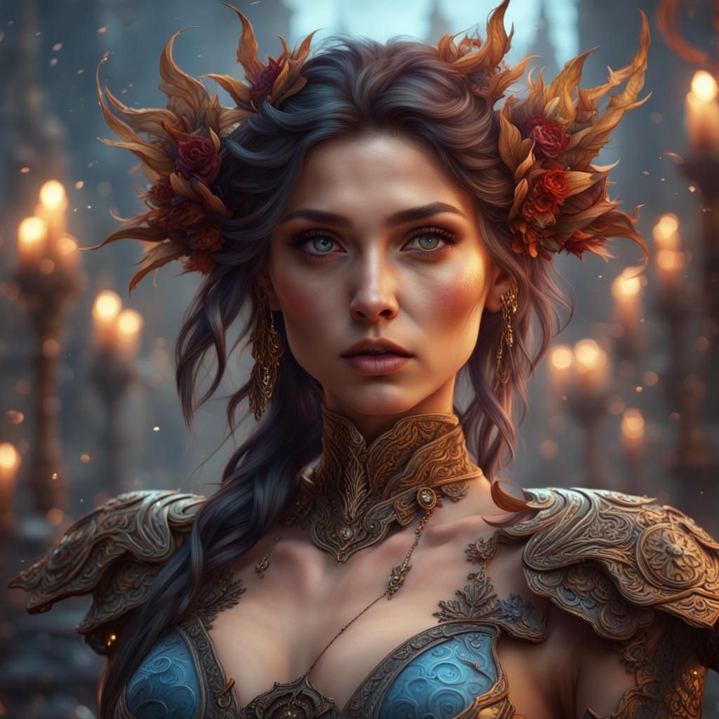 Beautiful Girl in Detailed Fantasy Art