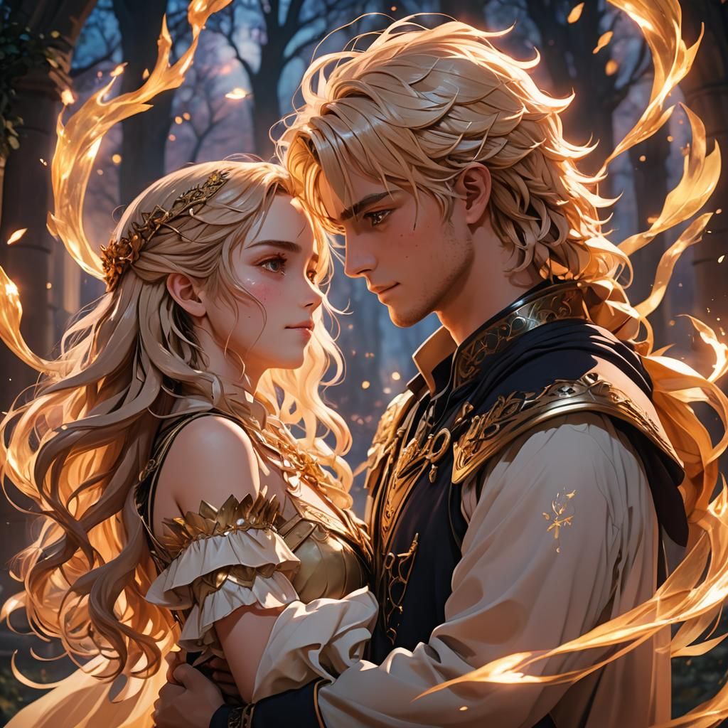 Anime Art of Doomed Lovers in Eternal Embrace