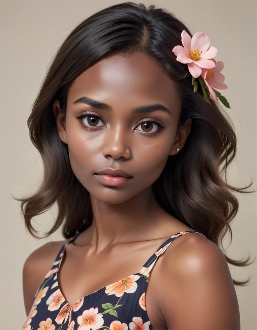 Portrait of a Beautiful Dark-Skinned Woman