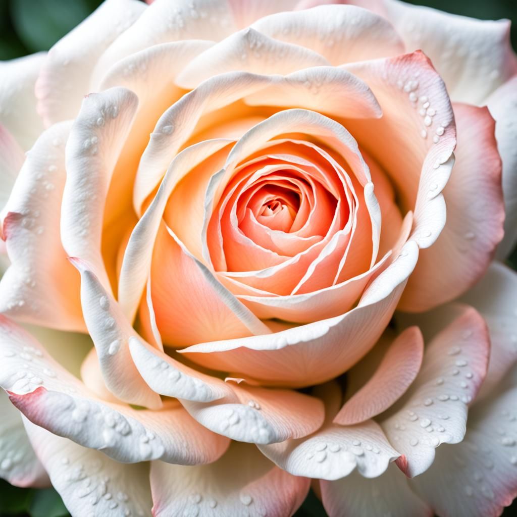 Delicate White Rose with Salmon Pink Highlights in Vibrant B...