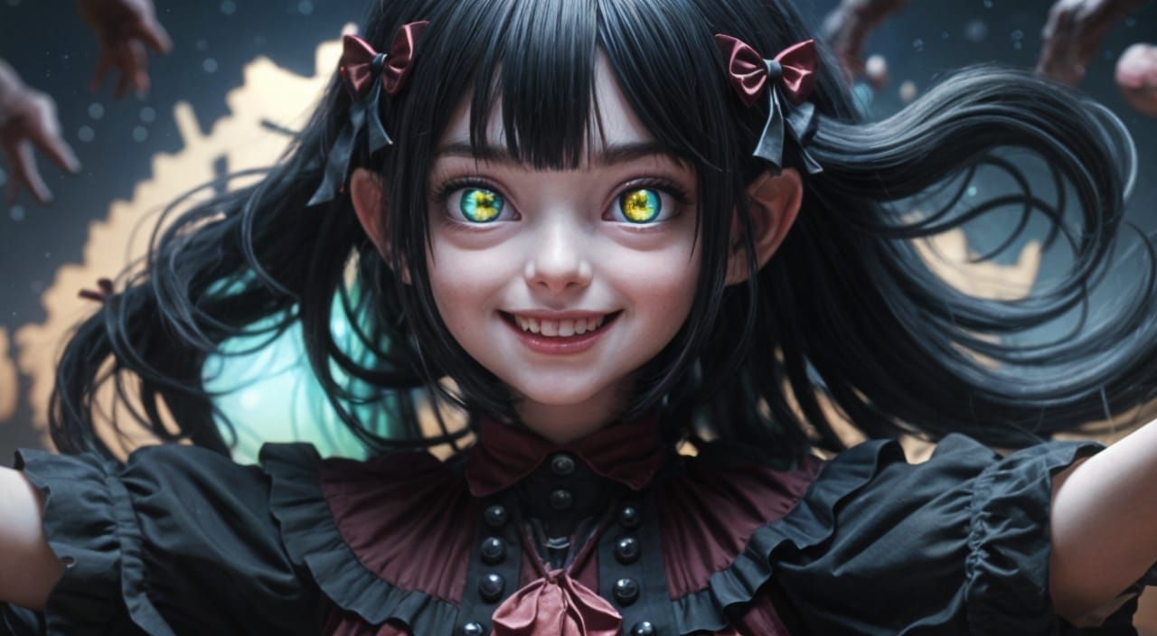 Eldritch Girl in Cosmic Night Field