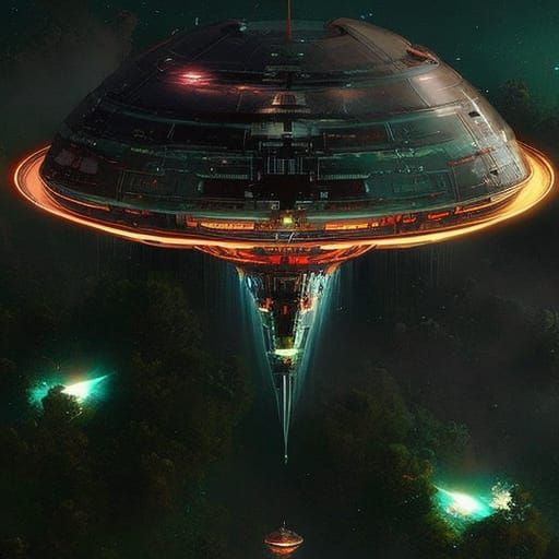 Fantastical Sci-Fi Alien UFO in Space