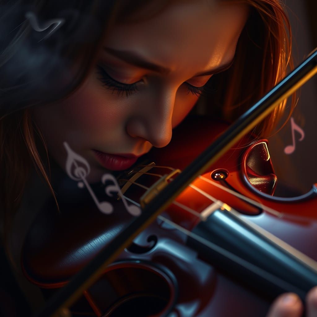 Soulful Violinist in Dark Fantasy Realism