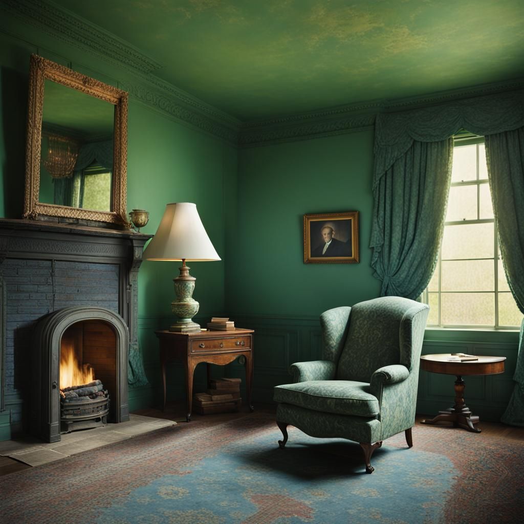 Worn Armchair in Green Room: Large Format Photography