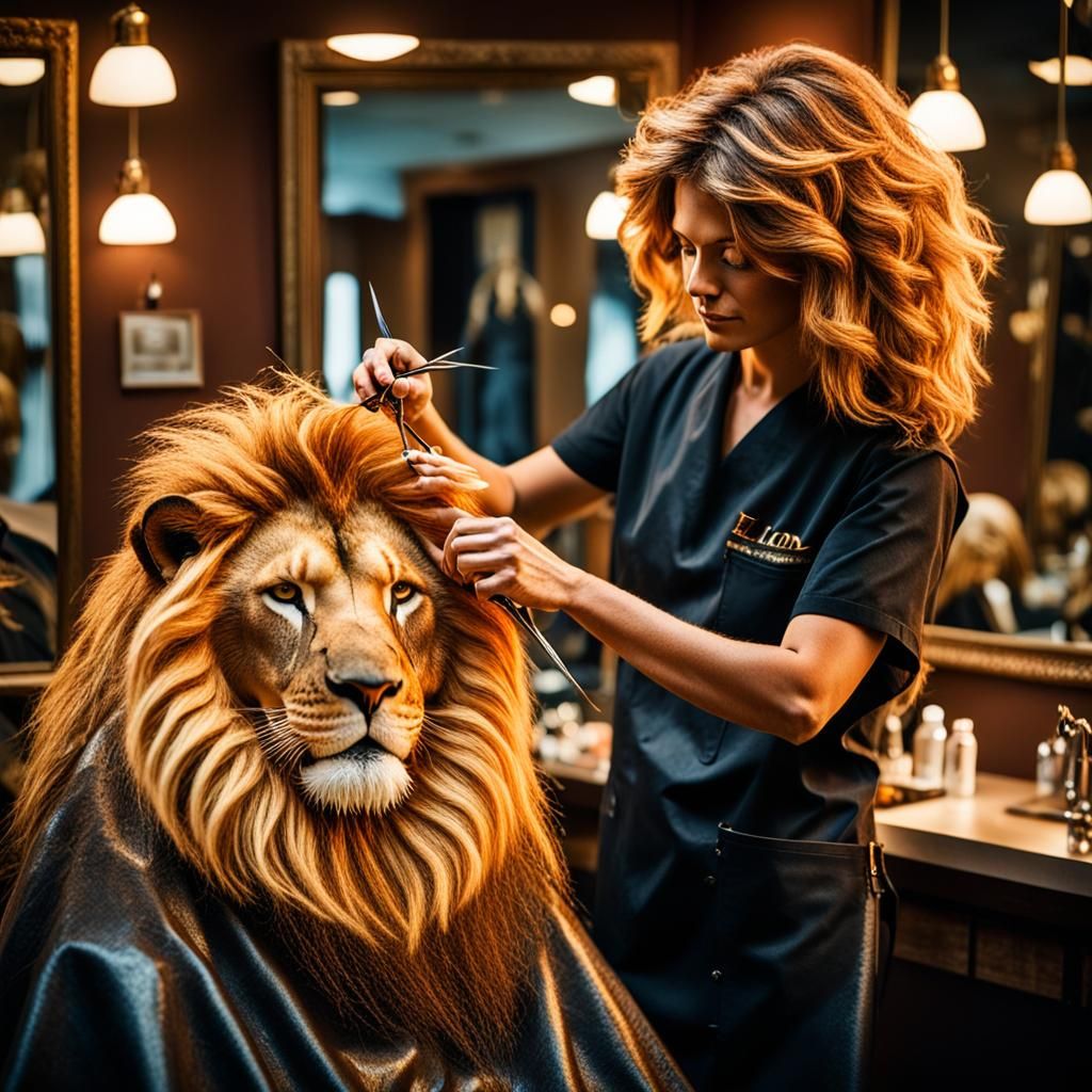 Hairdresser Styles Lion's Mane in Golden Light