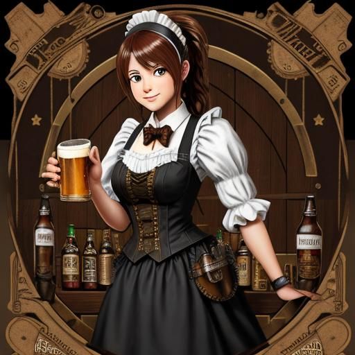 Steampunk Beer Maid with Bourbon
