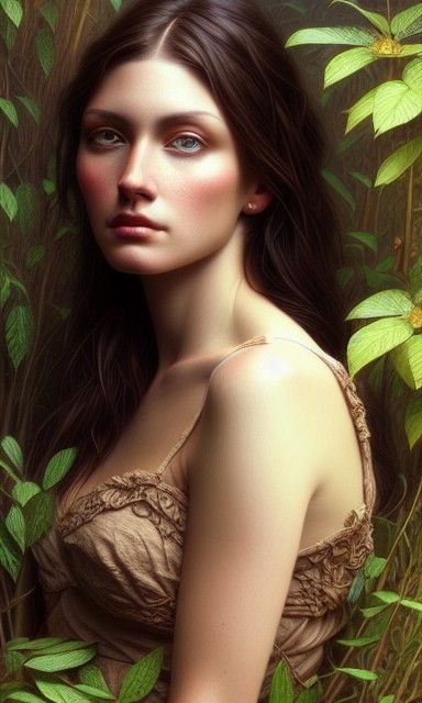Photorealistic Brunette Woman Digital Painting