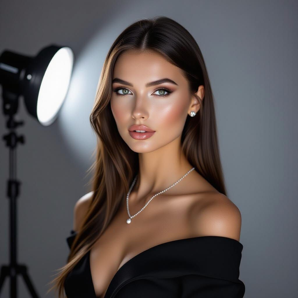 Elegant Ukrainian Woman Portrait in Dramatic Studio Lighting