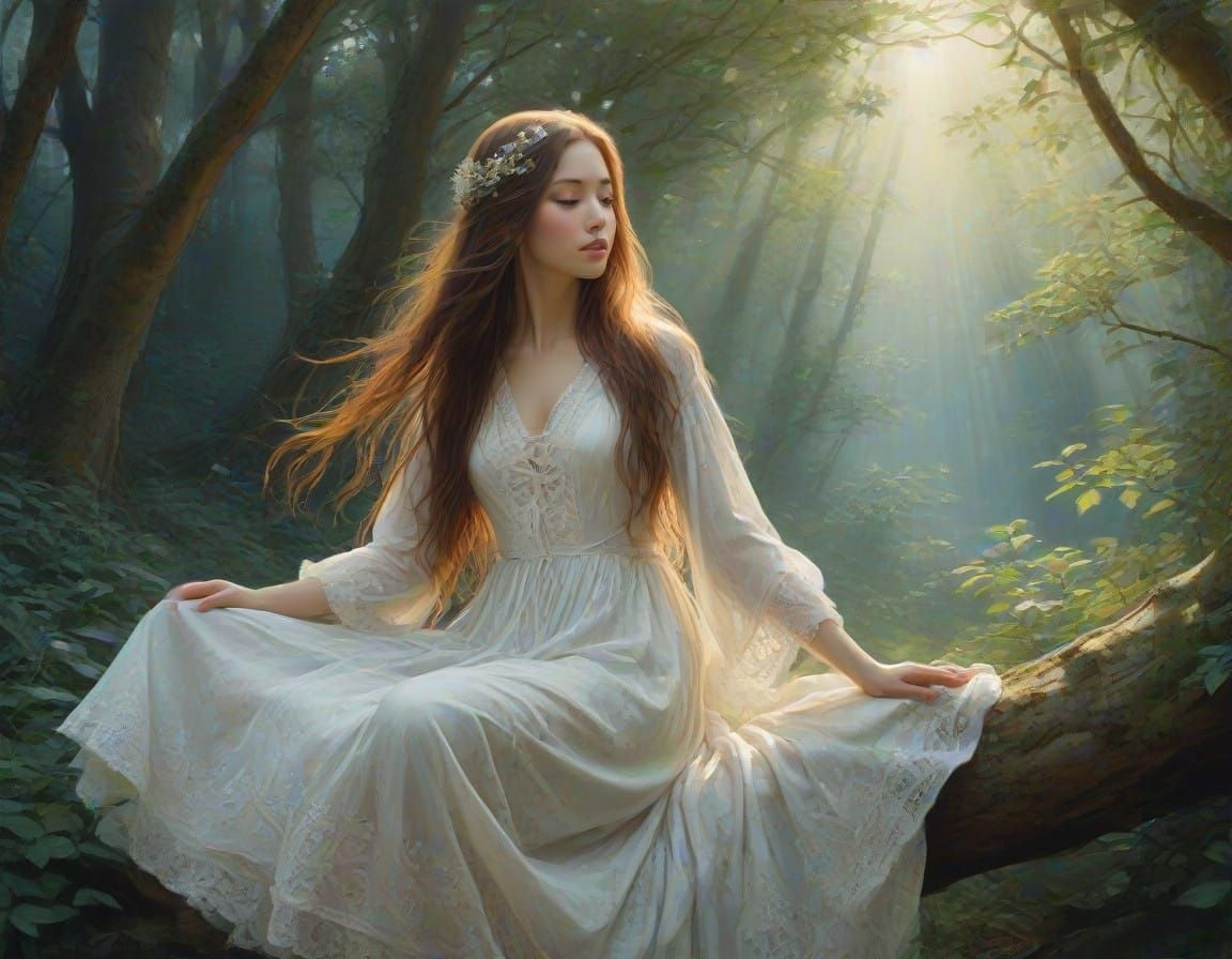Enchanting Woodland Goddess in Dreamy Atmosphere
