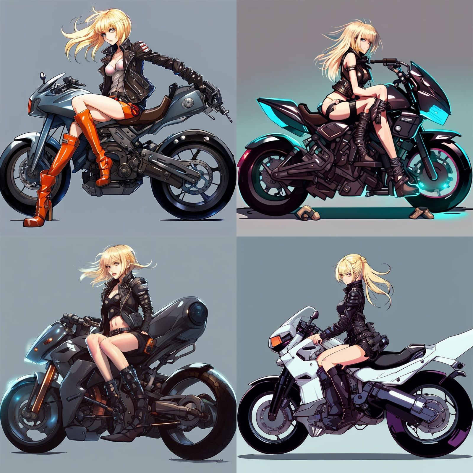 Cyberpunk Anime Girl on Motorbike