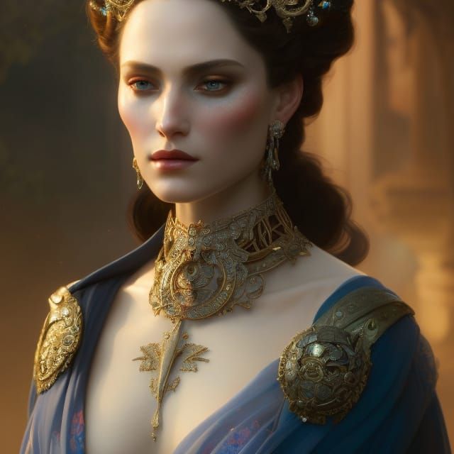 Beautiful Sorceress Portrait in Art Nouveau Style