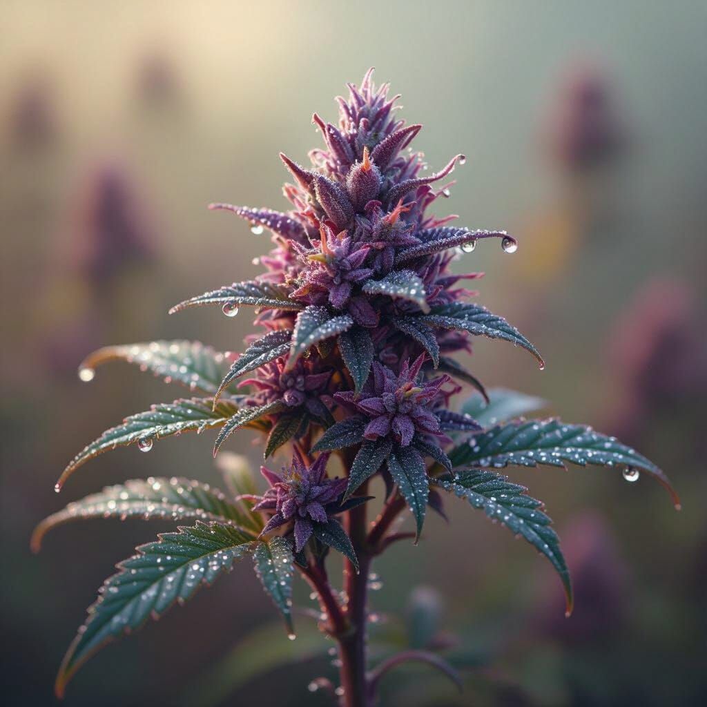 Purple Cannabis Bud in Digital Art Style