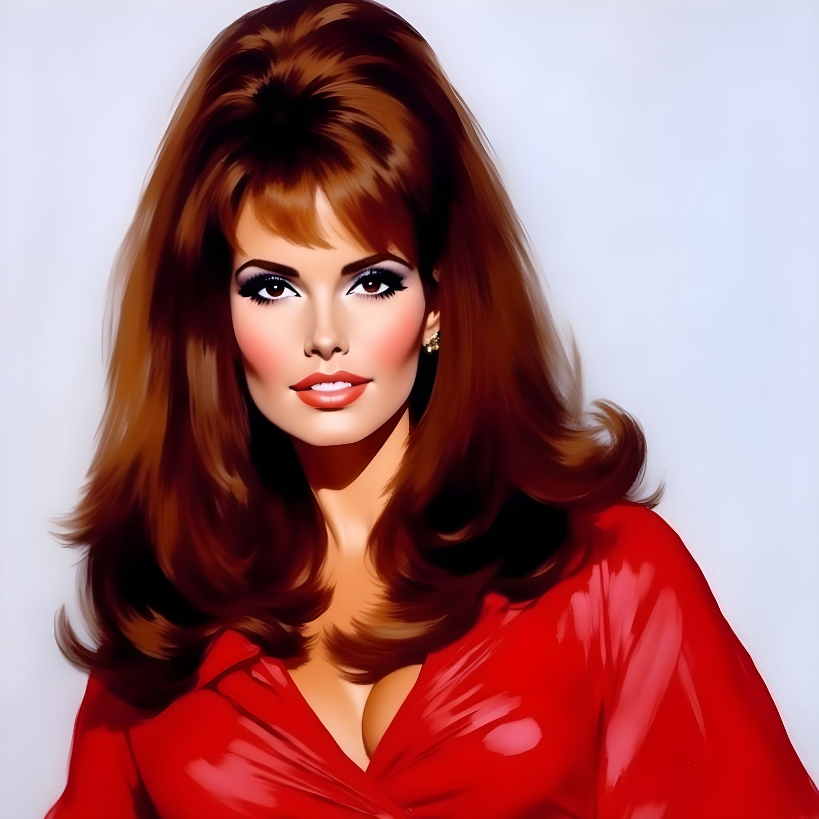 Raquel Welch 1960s Portrait in Abstract Illustration Style