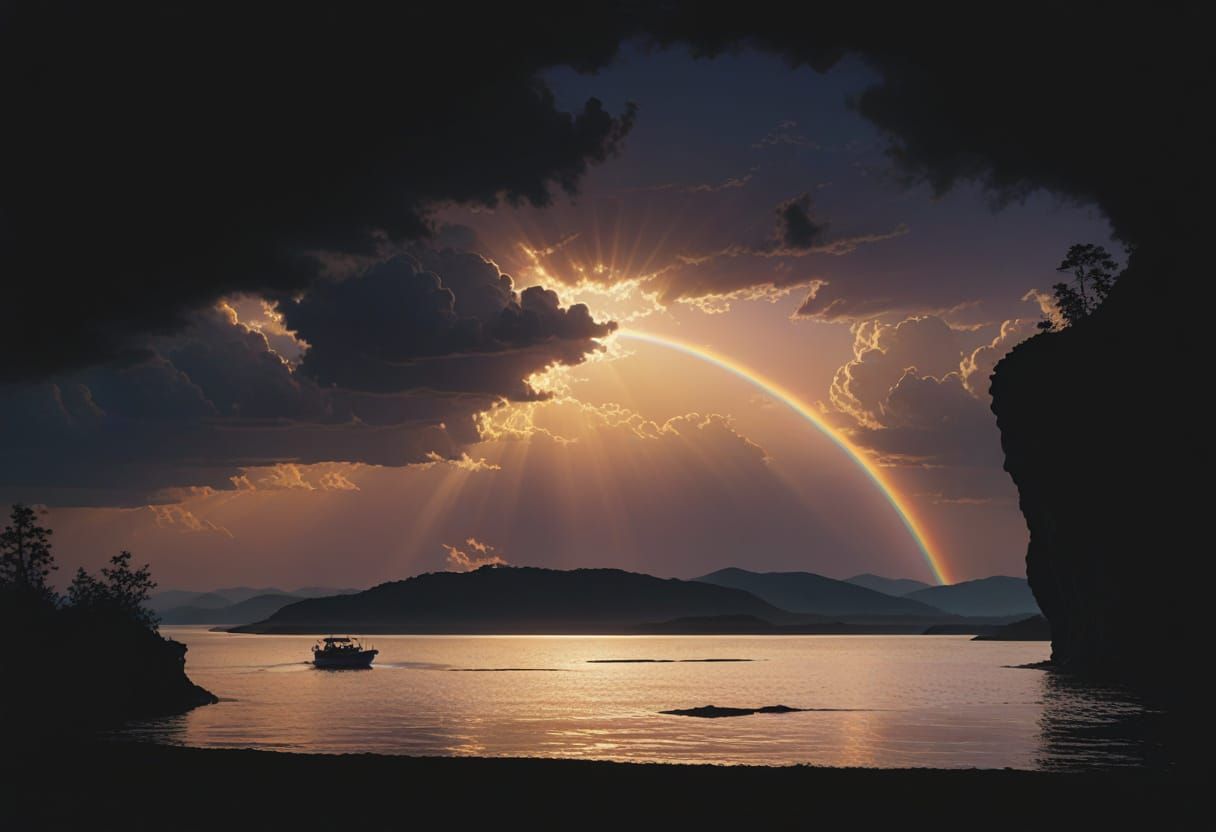 Epic Concept Art of Majestic Boat in Stormy Valley