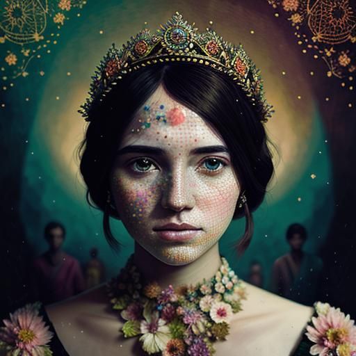 Fractured Portrait in Pointillism Style