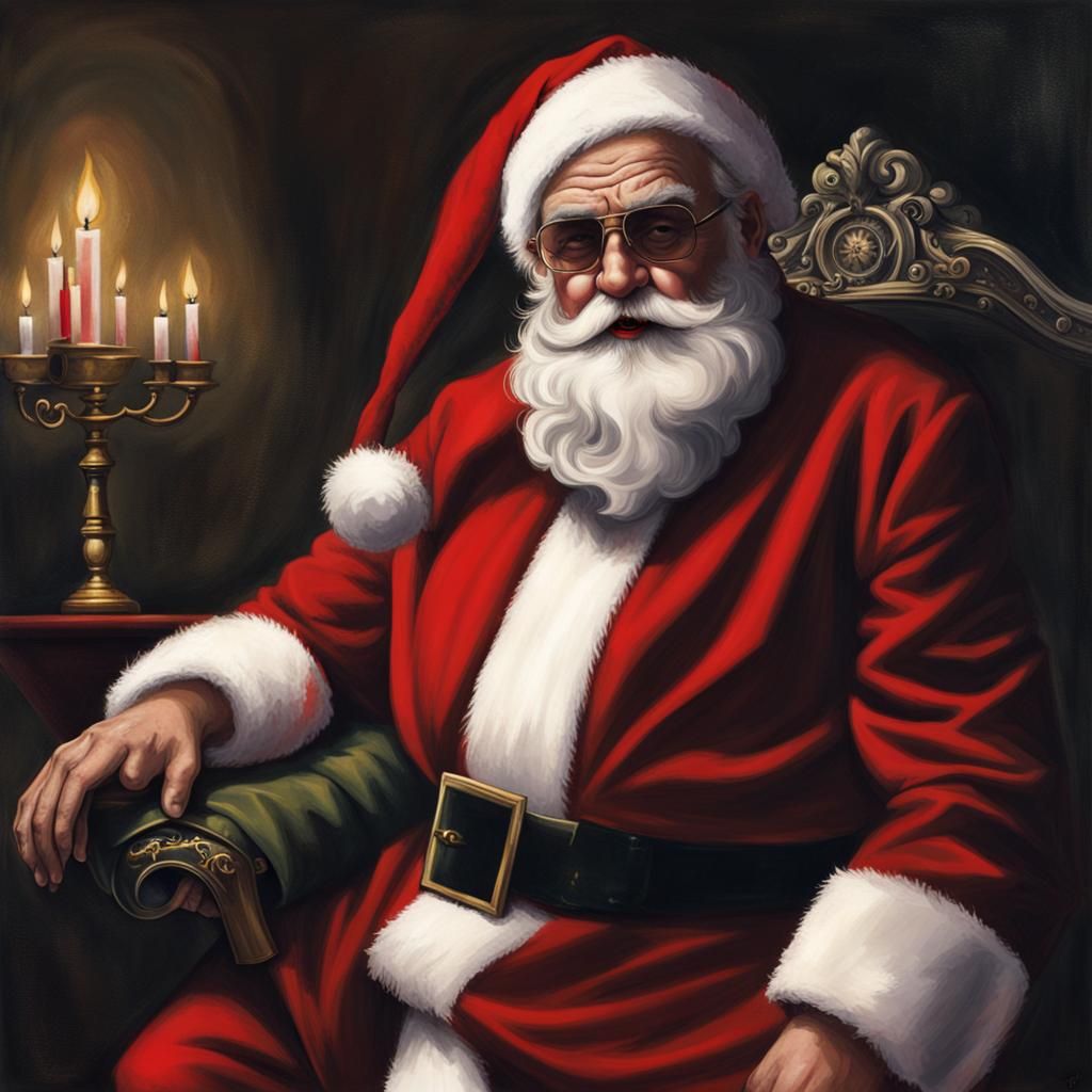 Santa Claus as the Godfather in Digital Art