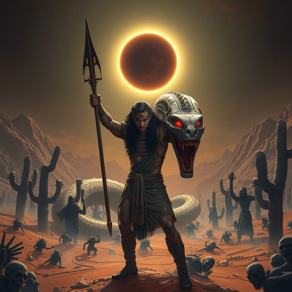 Dark Prince Triumphant in Haunted Egyptian Desert
