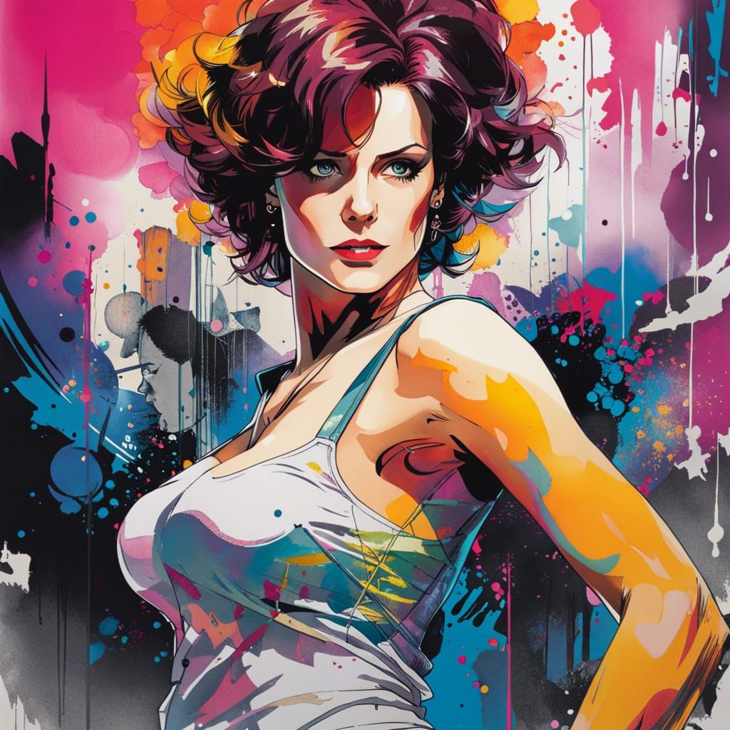 Anime Ink Portrait of a Detective in Vivid Colors