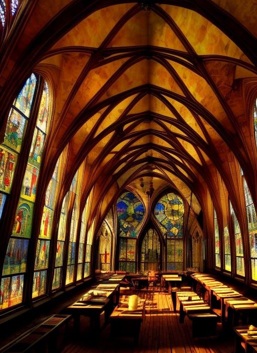 Colorful Alchemist Workshop with Gothic Arches