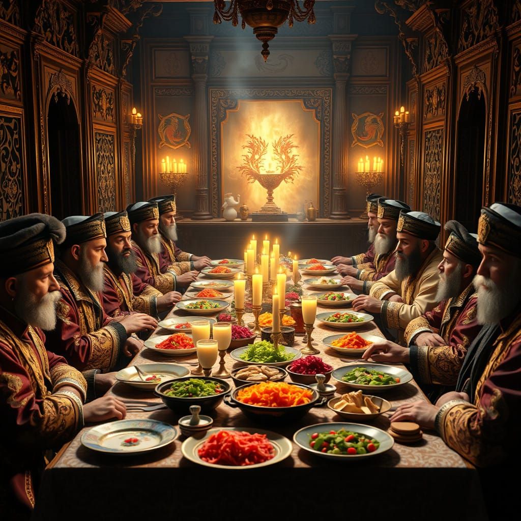 Orthodox Shabbat Dinner with Men, Fine China, and Intricate....