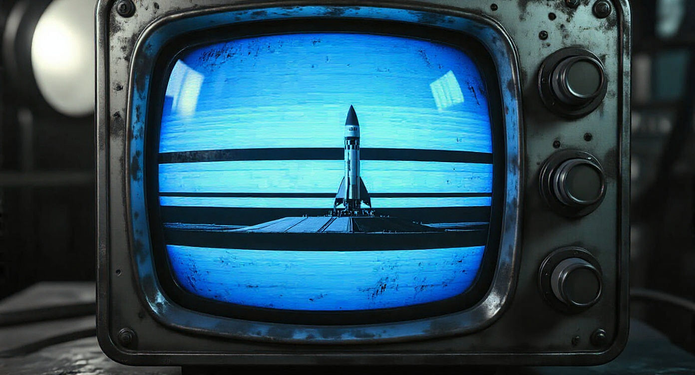 Steampunk Rocket on Retro CRT Screen