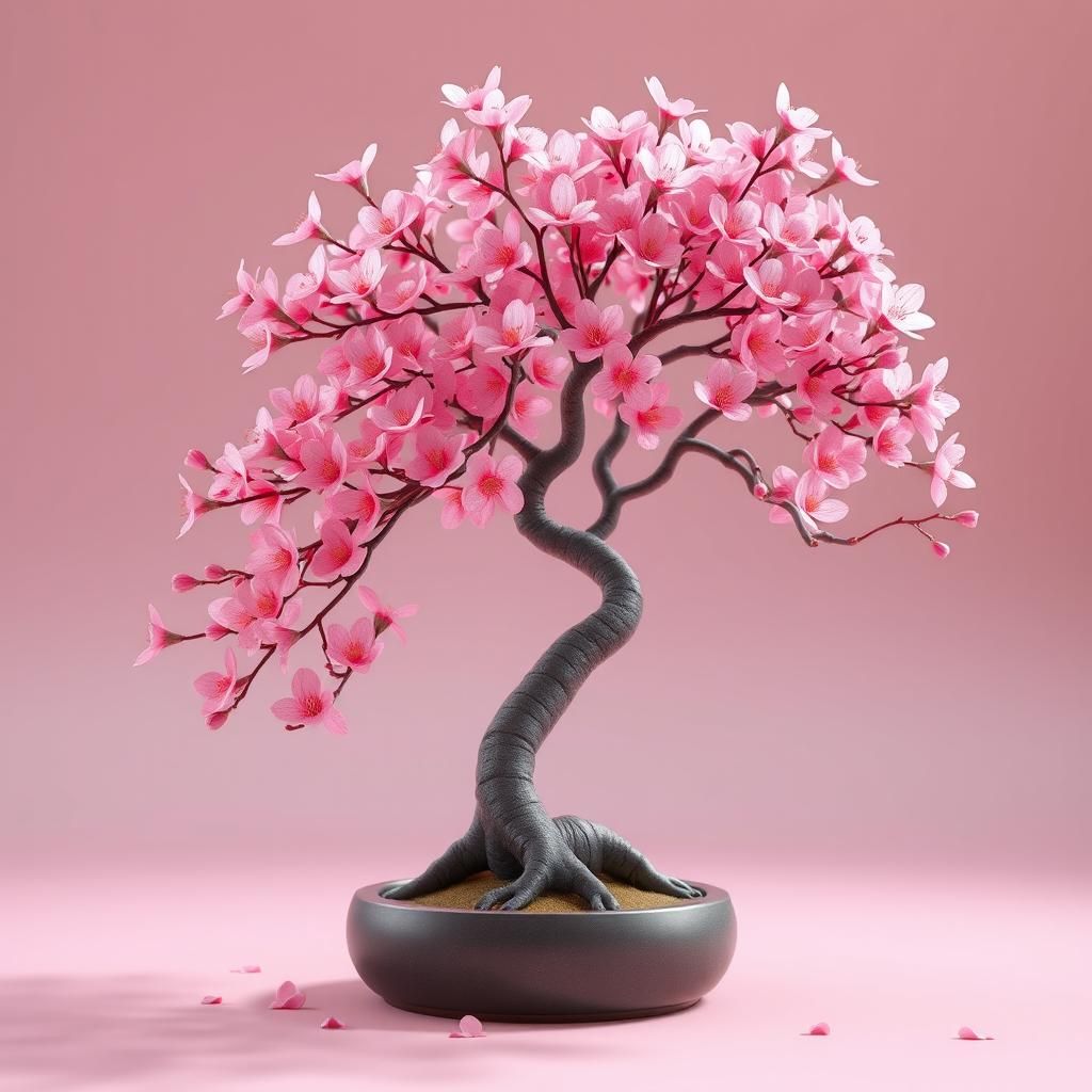 Cherry Blossom Bonsai in Anime Art Nouveau Style