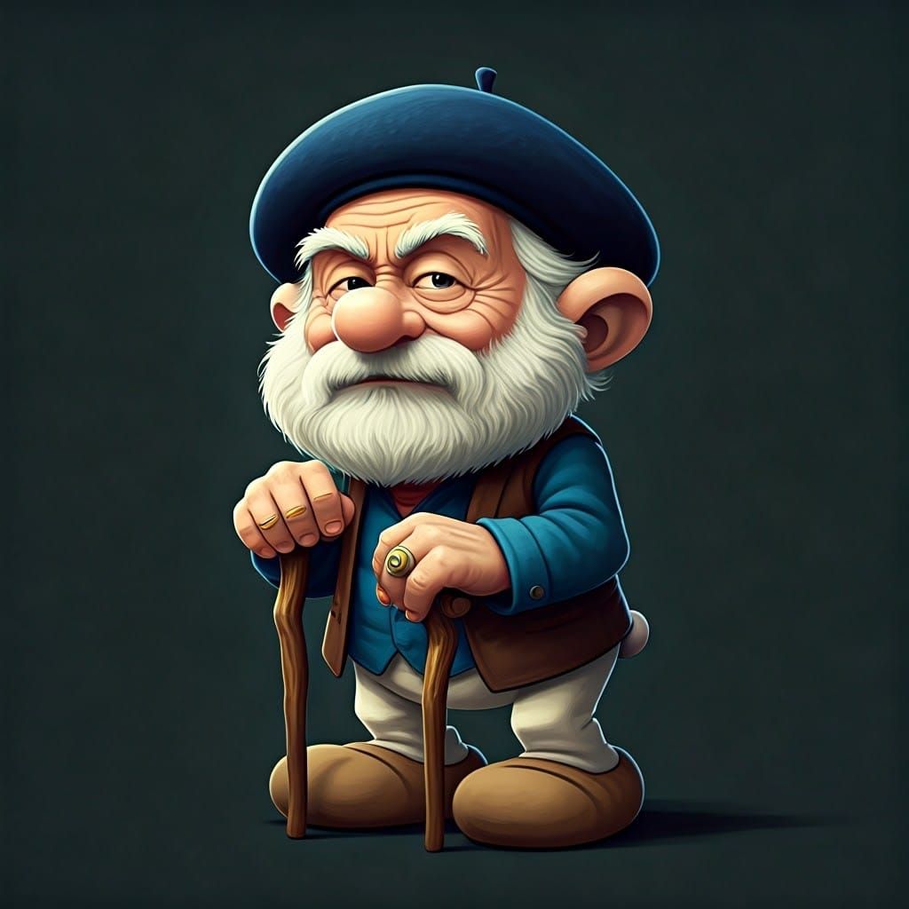 Wise Old Man in Anime Style Portrait