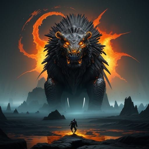 Gigantamax Charcanic in Hyperrealistic Art