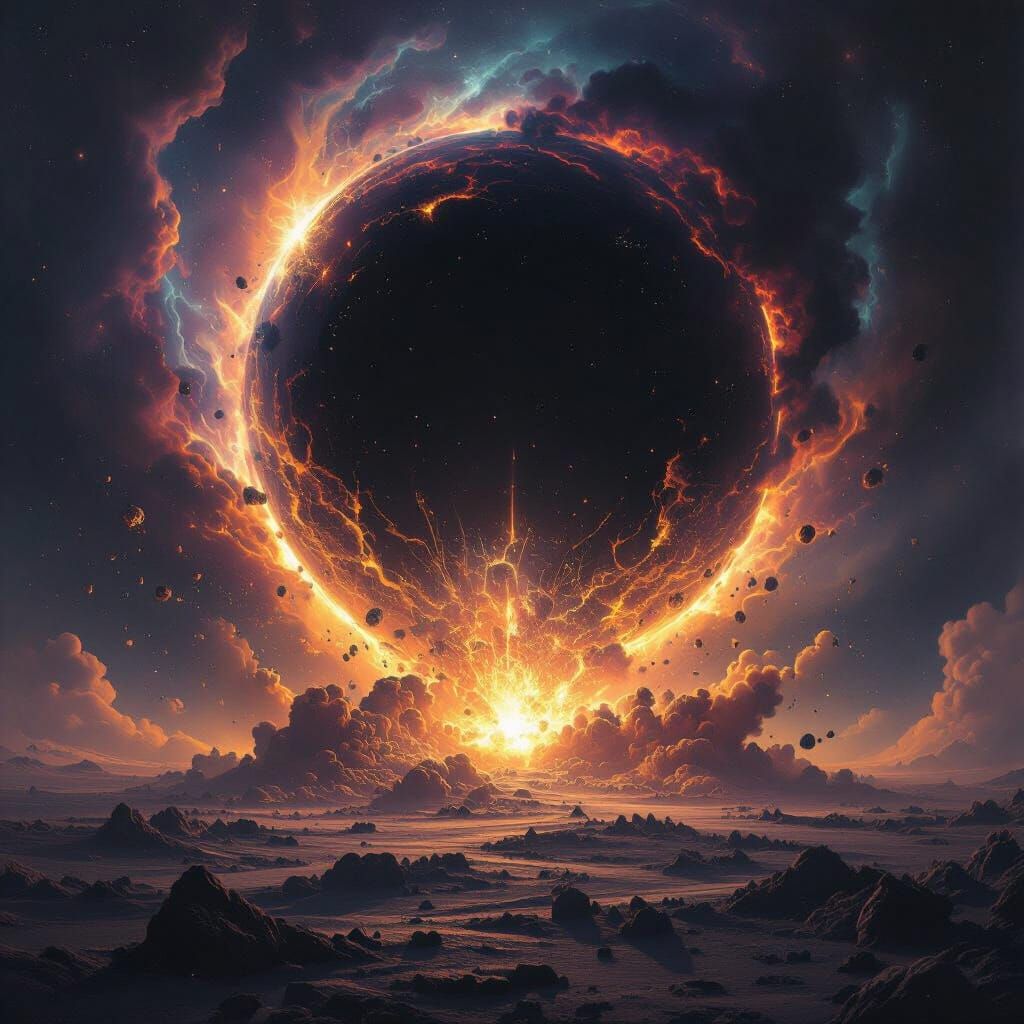 Colossal Bomb Explodes in Black Hole Cosmic Horror Style