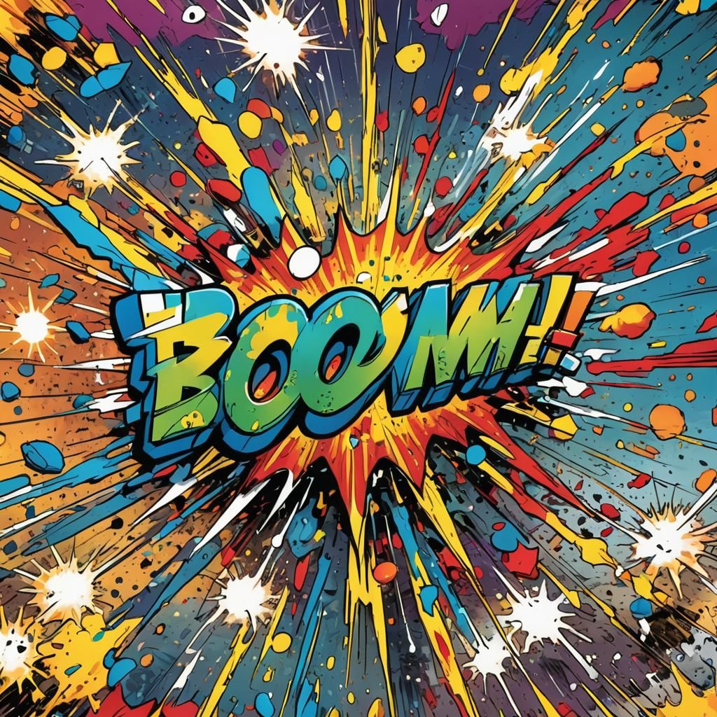 Onomatopoeia Explosion in Comic Book Art Style