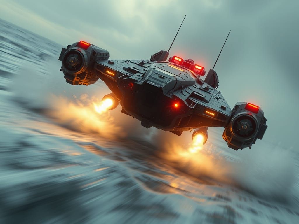 Mechanical Spaceship Battles Fierce Storm Over Europa in Sci...