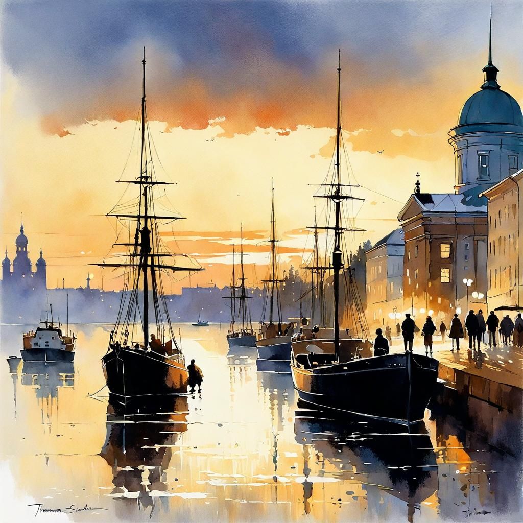 Helsinki in style of Thomas W. Schaller