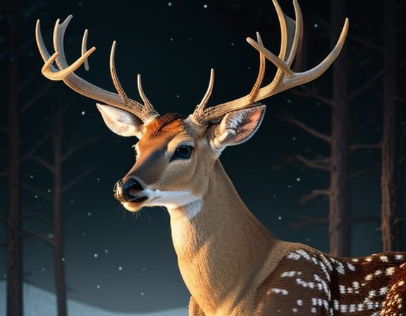 Dreamlike Deer Portrait in a World of Light