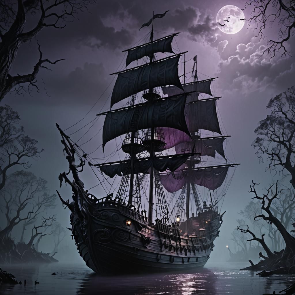 Mysterious Voodoo Ship in Dark Fantasy Style