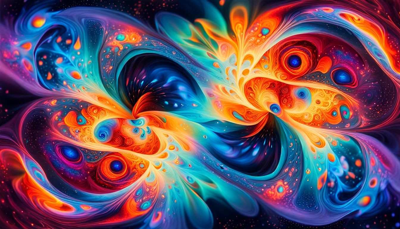 Surrealistic Cosmic Art: Swirling Stars and Vortexes