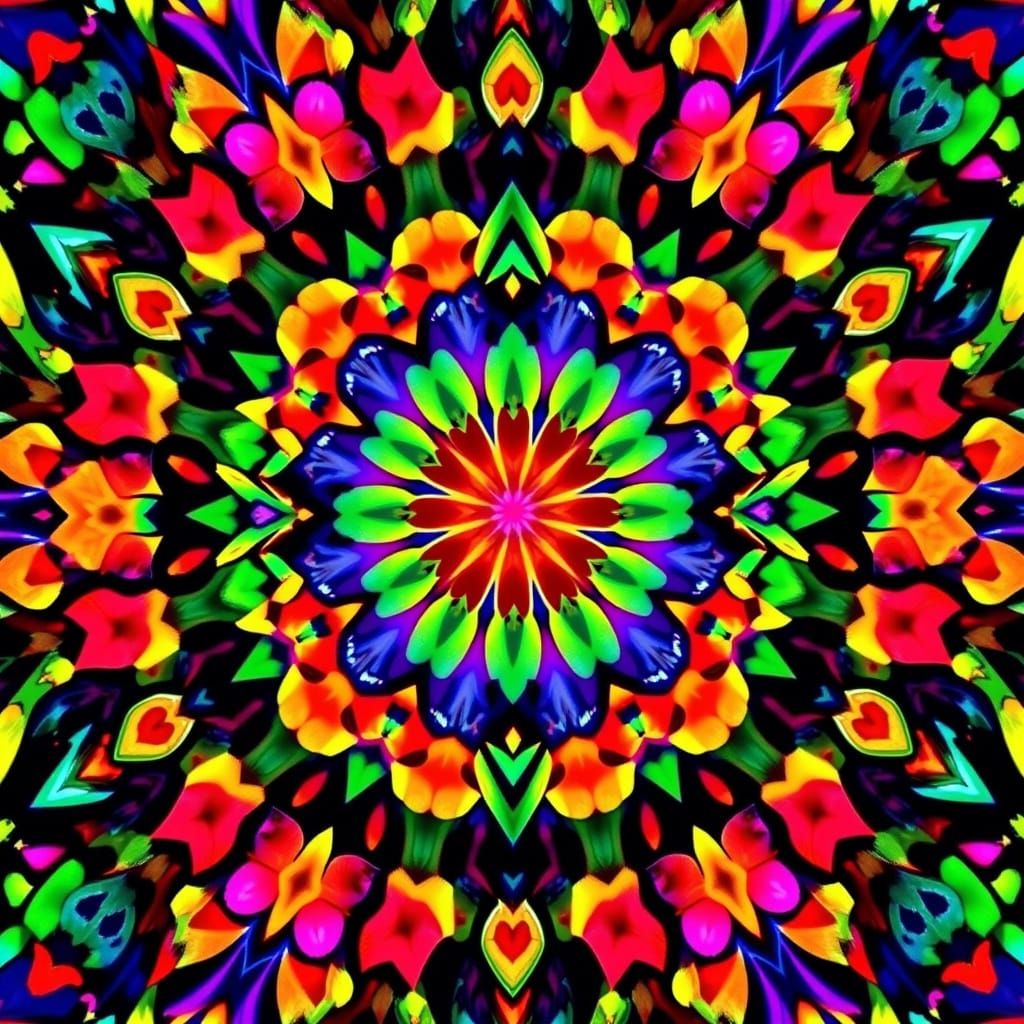 Psychedelic Kaleidoscope of Abstract Shapes