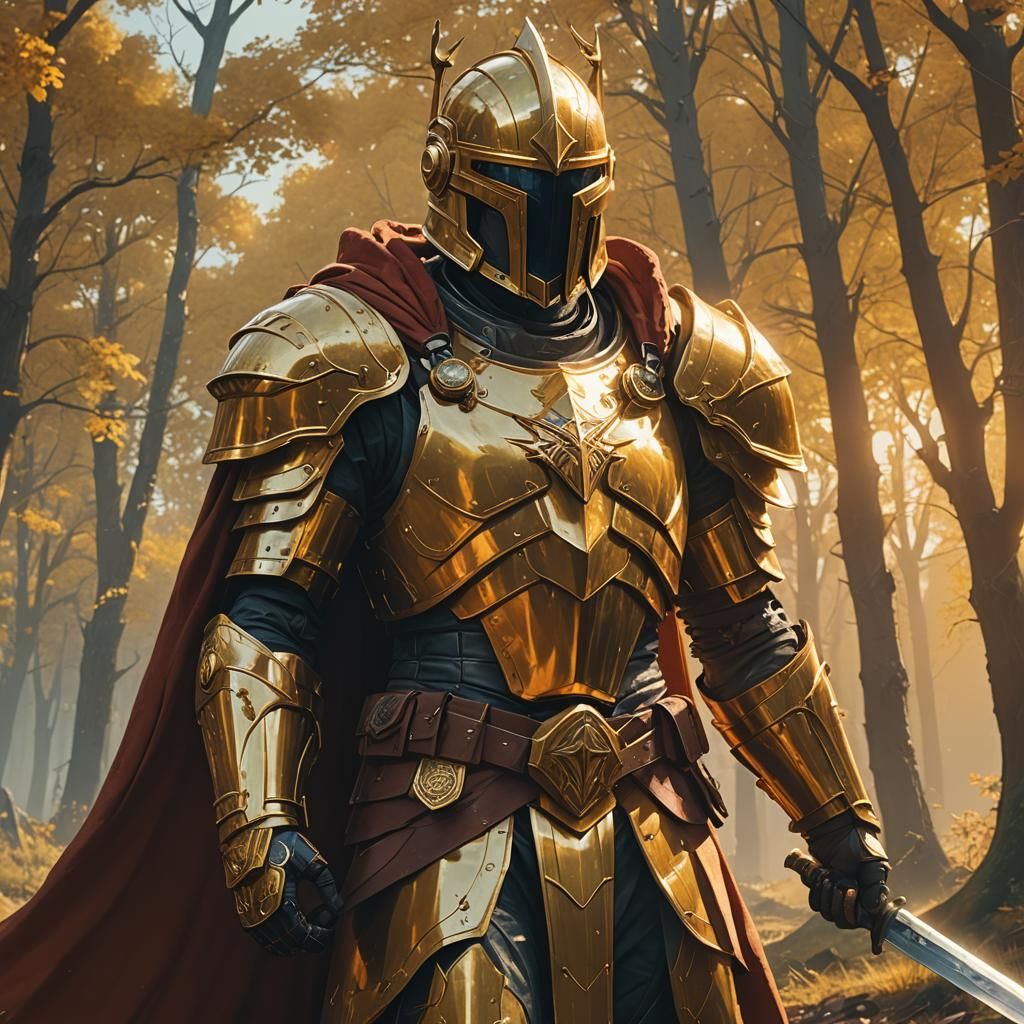 Radiant Paladin with Golden Armor in Sunlight