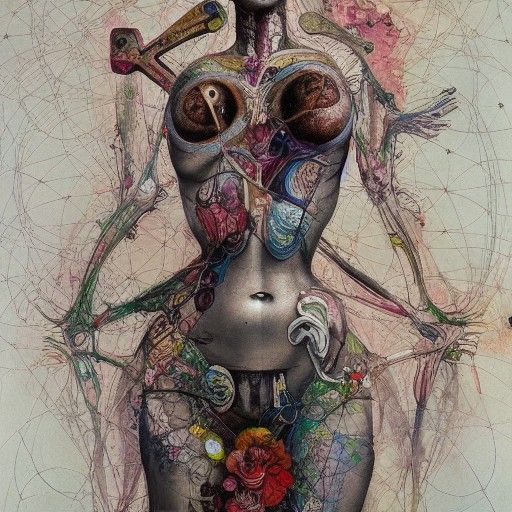 Goddess Anatomical Cross-Section: Mixed Media Masterpiece
