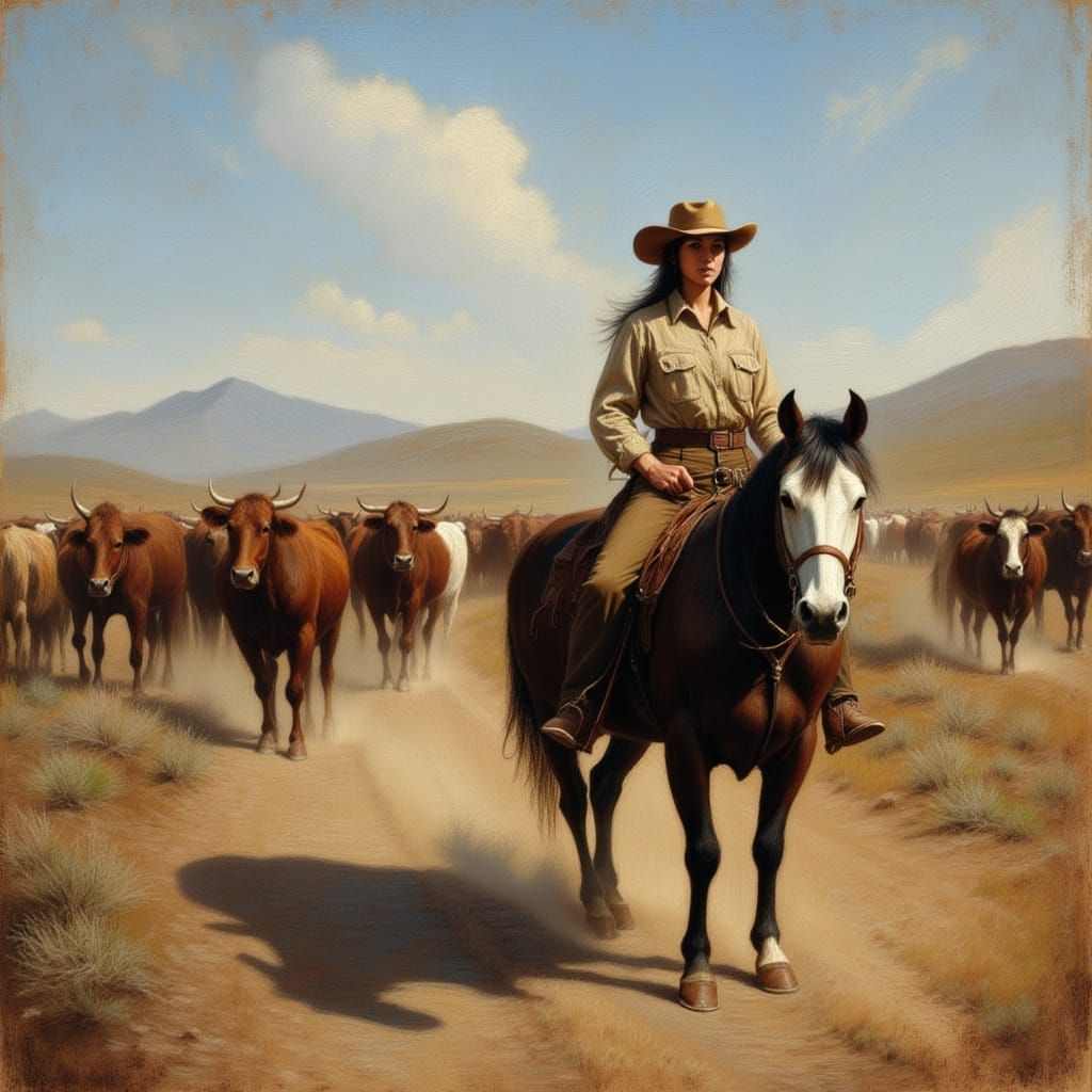 AI Art: Neon Chalk Old West Cattle Drive