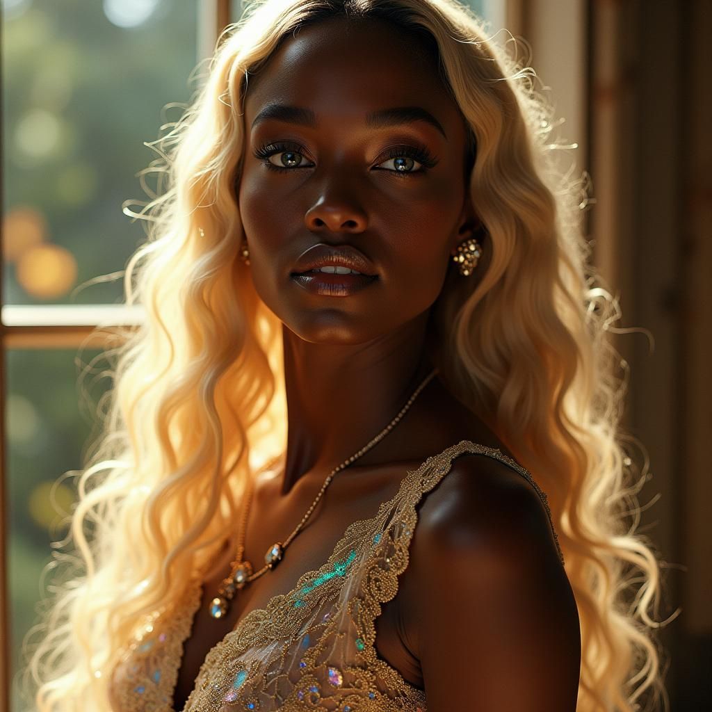 Stunning Black Woman in Haute Couture Gown